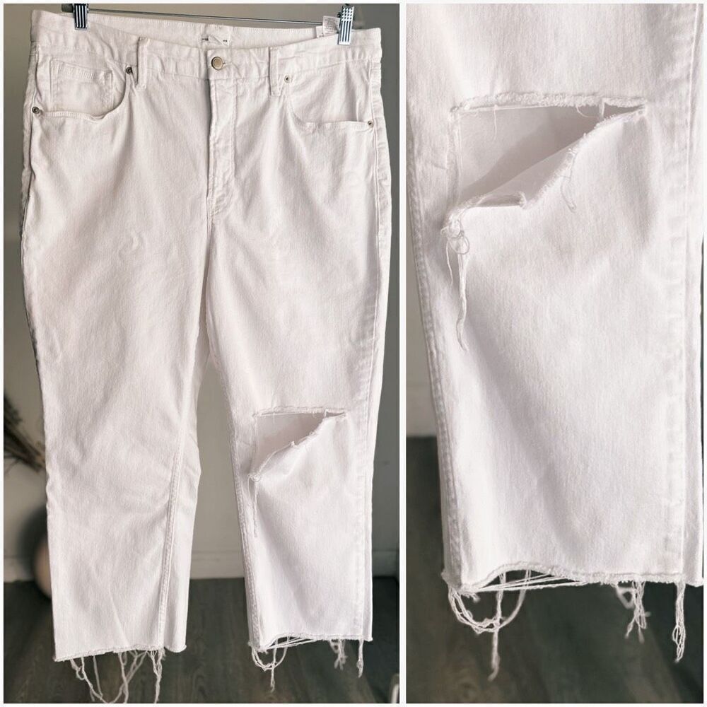 Good American Jeans White Ripped Size 16 151301